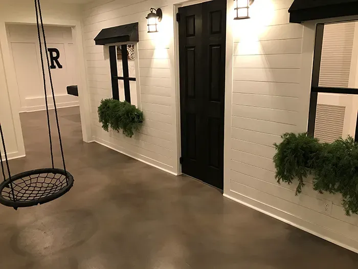 Outdoor stained concrete patio by JP Concrete Creations, metro Atlanta (project 26)