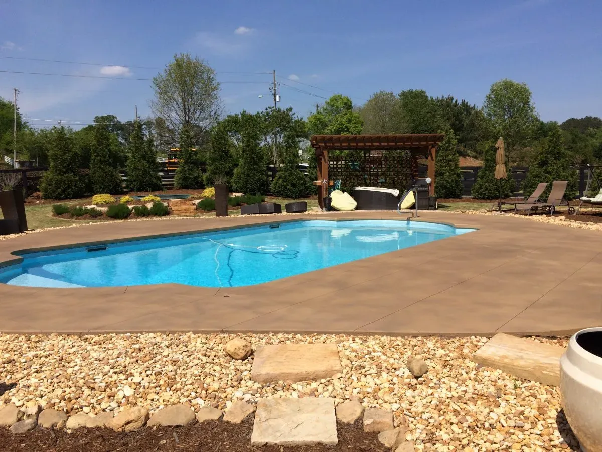 Textured pool deck finish by JP Concrete Creations in Kennesaw GA (project 43)