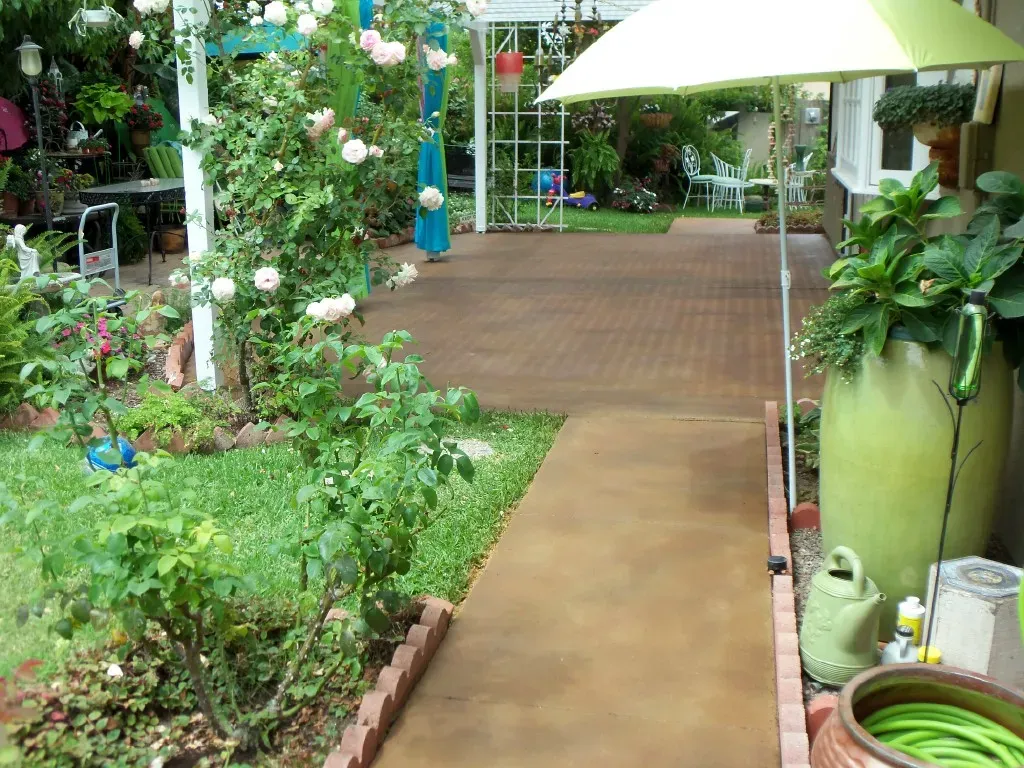 Outdoor stained concrete patio by JP Concrete Creations, metro Atlanta (project 56)