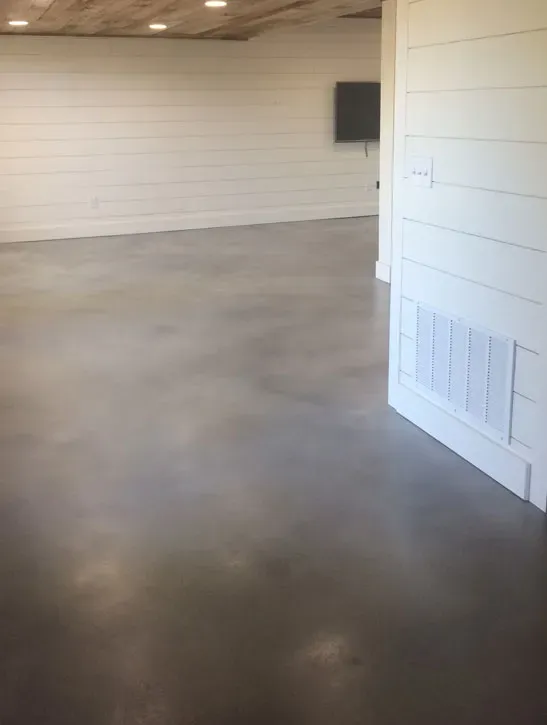 Stained interior concrete floor with a polished decorative finish